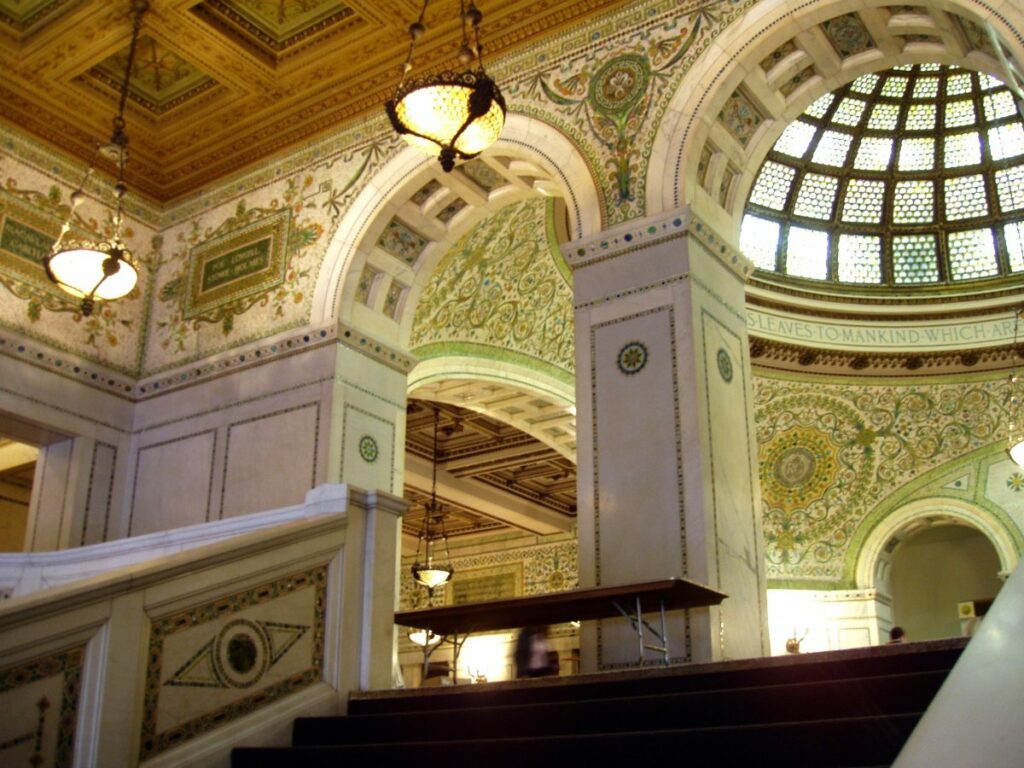 Preston Bradley stained glass windows